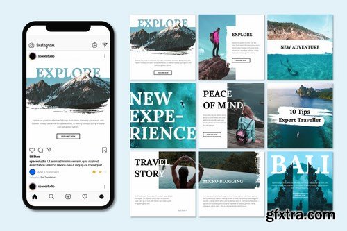 Travel Instagram Post Feed Templates - Brush Style