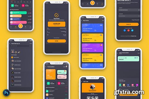 Finance Mobile App Template UI Kit Dark Version