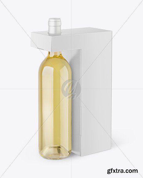 Clear Glass White Wine Bottle with Box Mockup 50285