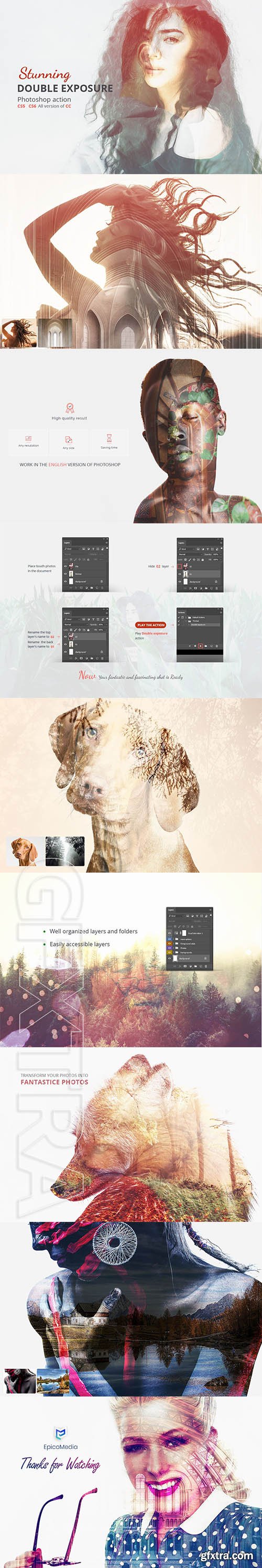 CreativeMarket - Double exposure - Photoshop Action 4136596