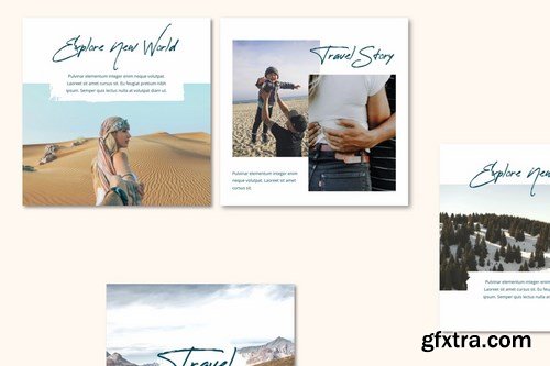 Travel Instagram Post Feed Templates - Brush Style