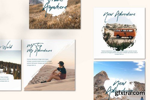 Travel Instagram Post Feed Templates - Brush Style