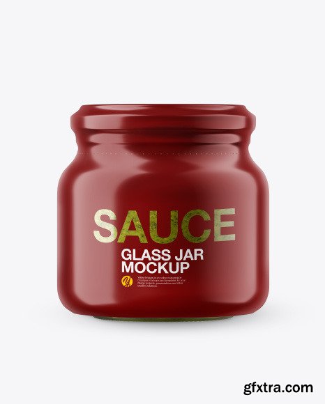 Glass Pesto Sauce Jar in Shrink Sleeve Mockup 50328