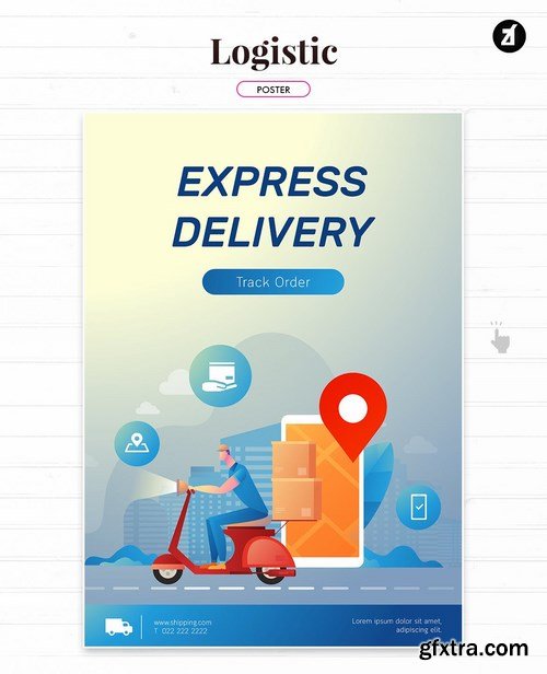 Logistic and delivery illustration with layout