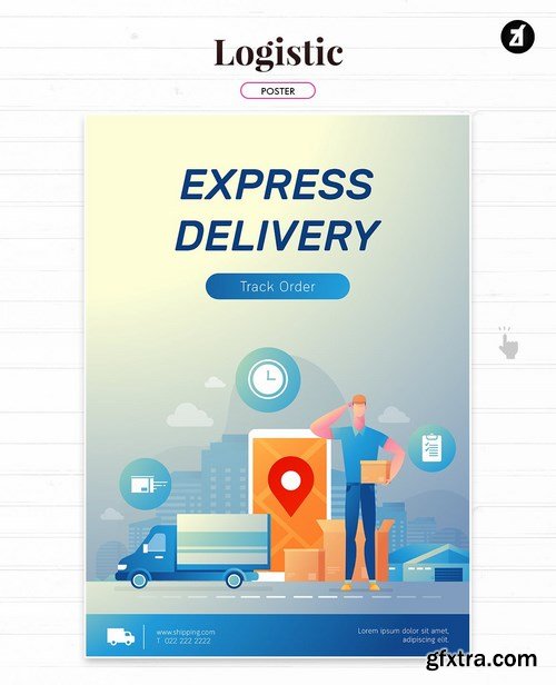 Logistic and delivery illustration with layout