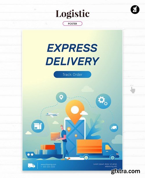 Logistic and delivery illustration with layout