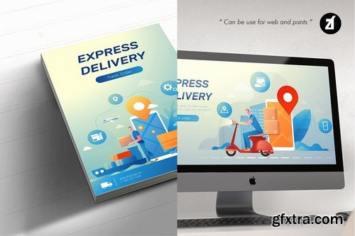 Logistic and delivery illustration with layout