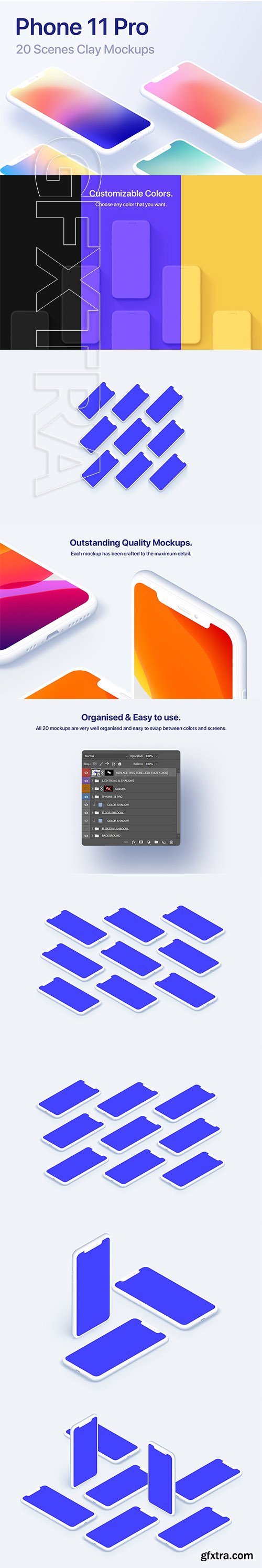 CreativeMarket - iPhone 11 Pro - 20 Clay Mockups 4156046