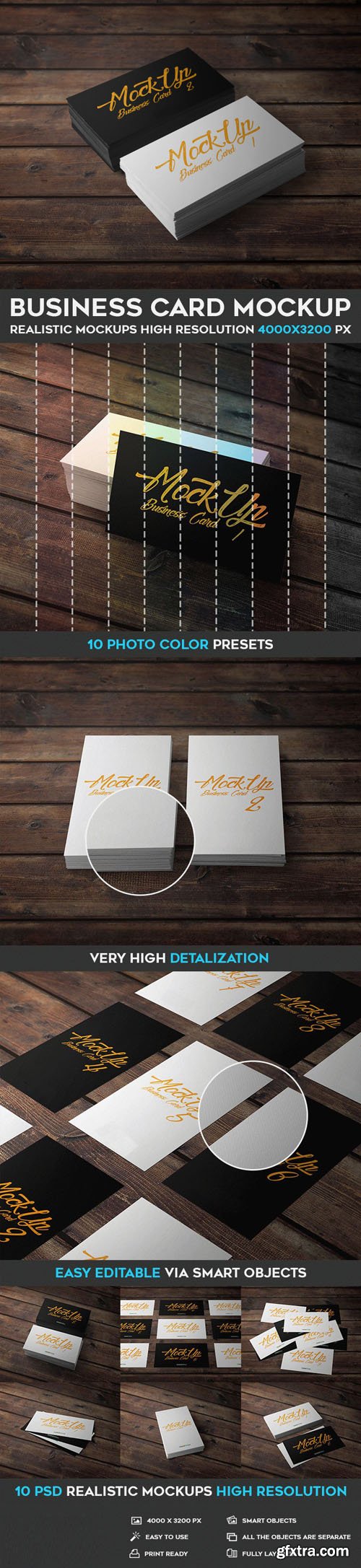 10 Business Card Realistic PSD Mockups