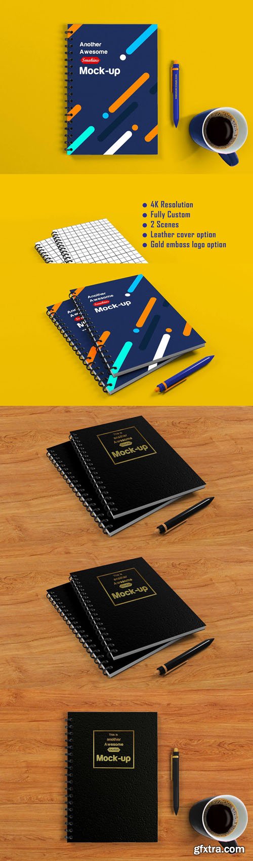 Notebook PSD Mockups Templates in 4K Resolution