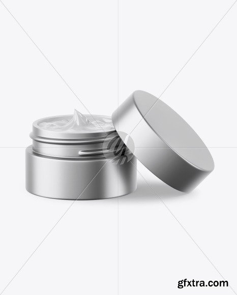 Opened Matte Metallic Cosmetic Jar Mockup 50404