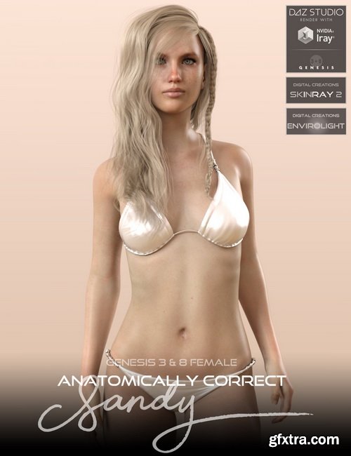 Daz3D - Anatomically Correct: Sandy for Genesis 3 and Genesis 8 Female