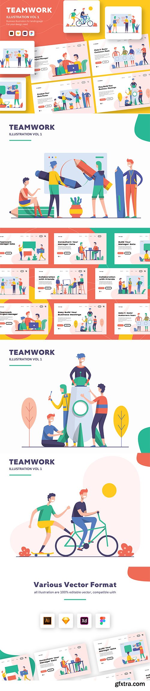 Illustration Startup Teamwork Pack Vol.1