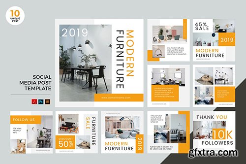 Modern Furniture Social Media Kit PSD & AI