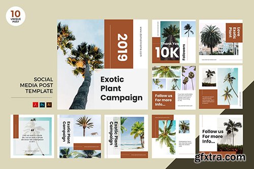 Exotic Tropical Plant Social Media Kit PSD & AI