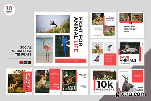 Animal Protection Social Media Kit PSD & AI