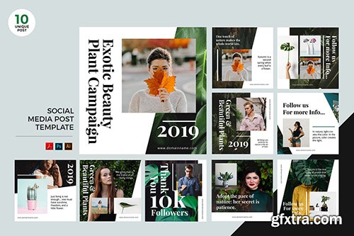 Green Nature Startup Social Media Kit PSD & AI