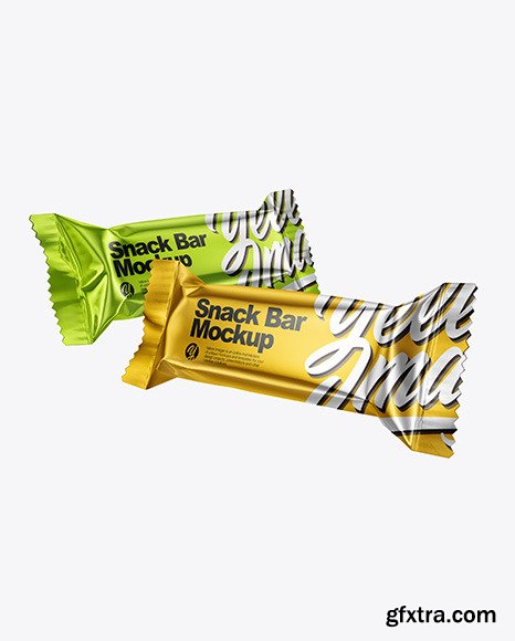 Two Metallic Snack Bars Mockup 50389