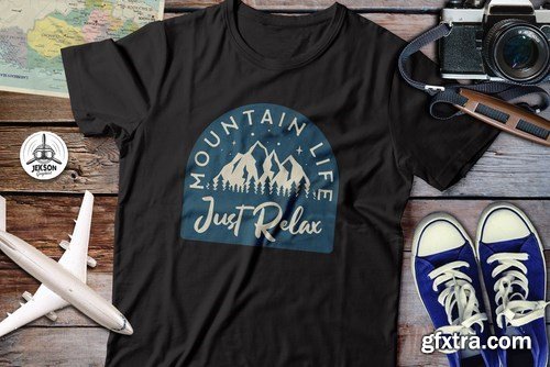 Mountain Life Logos, Retro Camping Badges T-Shirt