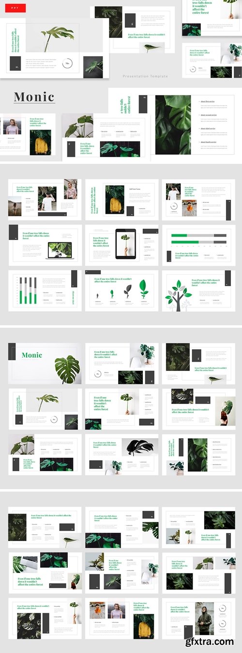 Monic - Green Exotic Plant Powerpoint, Keynote and Google Slides Templates