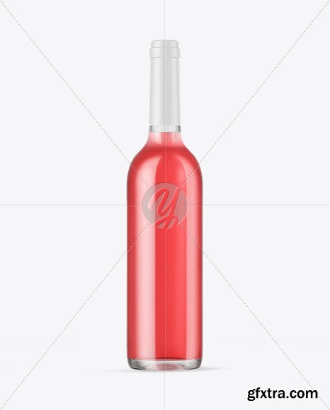 Clear Glass Pink Wine Bottle Mockup 50427