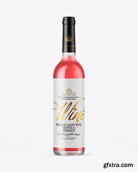 Clear Glass Pink Wine Bottle Mockup 50427