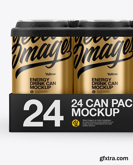 Pack with 24 Matte Metallic Cans Mockup 50454