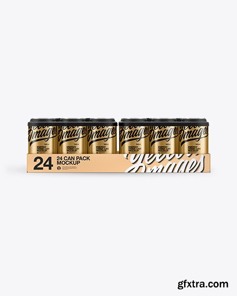 Pack with 24 Matte Metallic Cans Mockup 50454