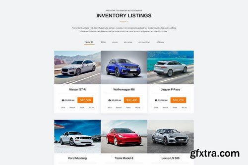 Isnaider creative, modern auto dealer PSD template