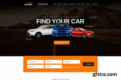 Isnaider creative, modern auto dealer PSD template