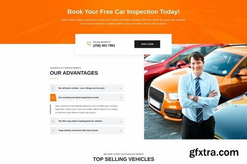 Isnaider creative, modern auto dealer PSD template