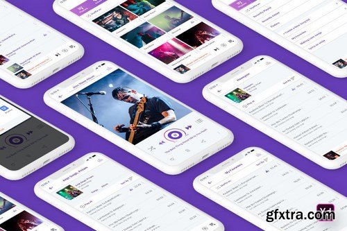 Mojocial-Music Player Mobile App UI Kit-(Adobe XD)