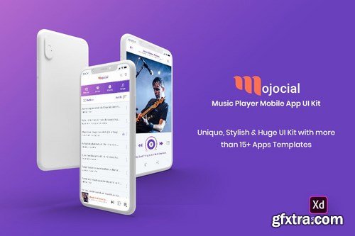 Mojocial-Music Player Mobile App UI Kit-(Adobe XD)