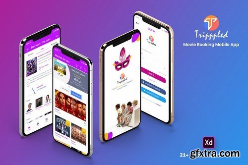 Tripppled-Movie Booking Mobile App UI Kit (XD)