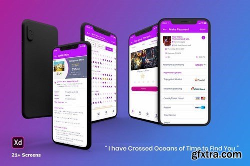 Tripppled-Movie Booking Mobile App UI Kit (XD)