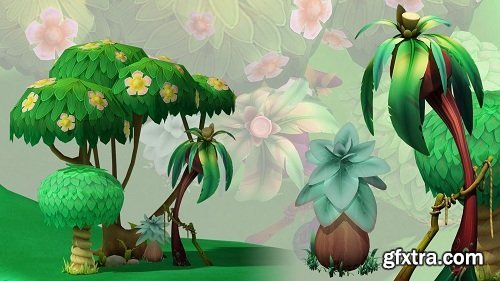 Cartoon forest VR / AR / low-poly 3D model