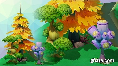 Cartoon forest VR / AR / low-poly 3D model