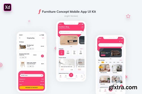 Furniture App UI Kit Light Version (Adobe XD)