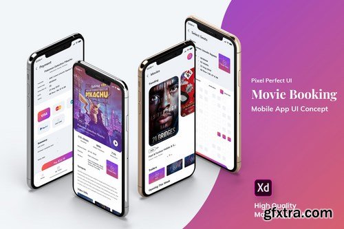 Movie Booking MobileApp UI Kit Light Version (XD)