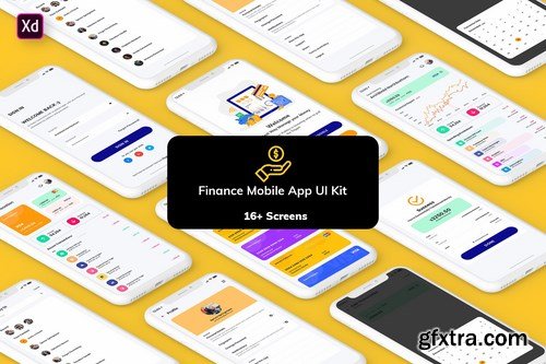 Finance MobileApp Template UI Kit Light (XD)