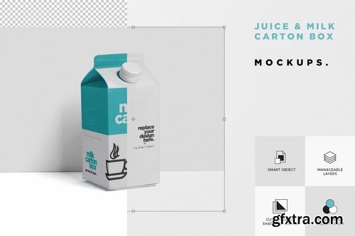 Juice - Milk Mockup in 500ml Carton Box