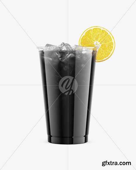 Charcoal Drink Plastic Cup with Lemon Mockup 50484