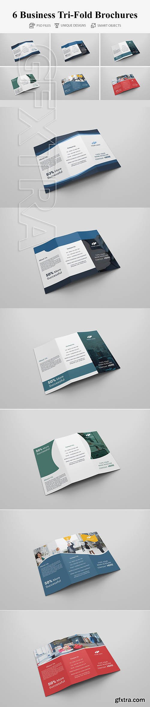 CreativeMarket - 6 Business Tri-fold Brochures 4160628