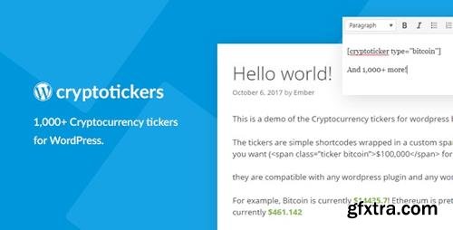 CodeCanyon - Cryptocurrency Tickers v1.0 - 1,000+ Crypto Price Tickers for WordPress (Update: 2 March 18) - 21108902