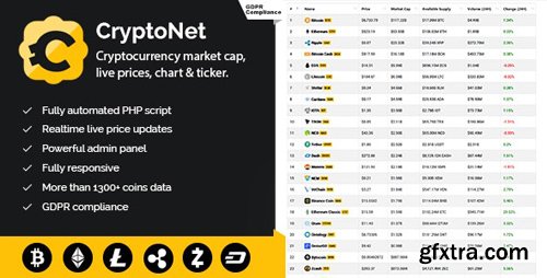 CodeCanyon - CryptoNet v1.3.1 - Cryptocurrency Market Cap, Live Prices, Charts & Ticker (GDPR Compliance) - 22117481