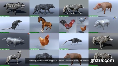Cgtrader - Lowpoly Wild Animals Rigged 3D model Collection Pack