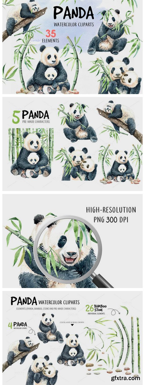 Panda Watercolor Animal Clip Art 1916155