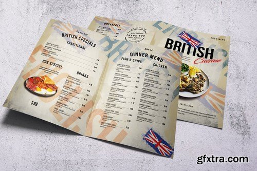 British Cuisine Bifold Food Menu