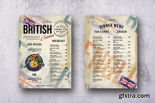 British Cuisine Single Page Menu