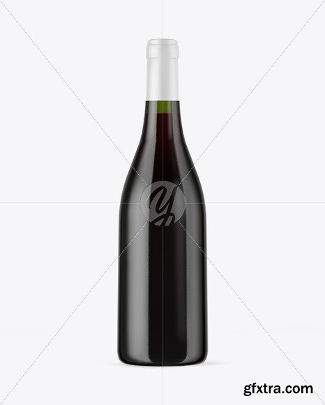 Green Glass Red Wine Bottle Mockup 50516